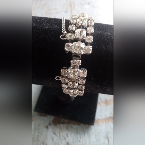 Eisenberg Ice Crystal Clear Rhinestones Signed Vintage Mid Century Bracelet - Picture 8 of 13